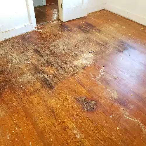 Dirty commercial floor care before